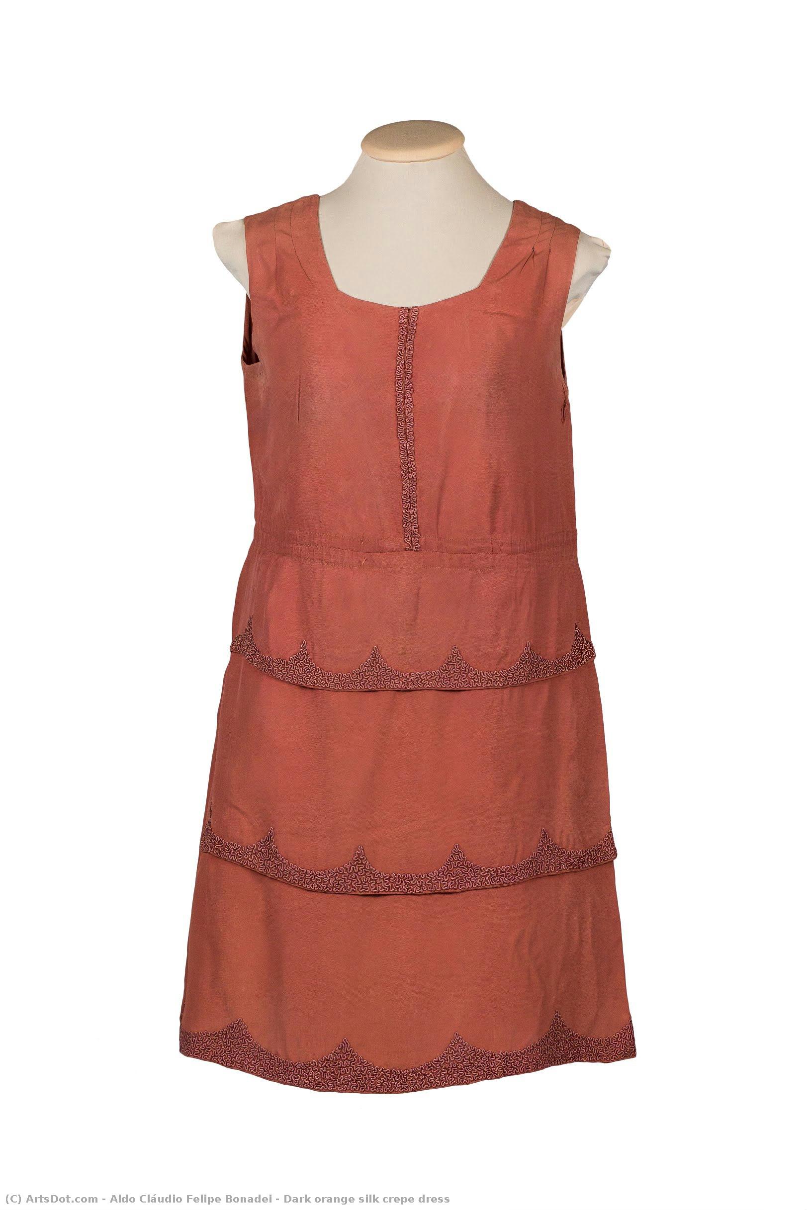 Dark Orange Silk Crepe Dress — Aldo Cláudio Felipe Bonadei