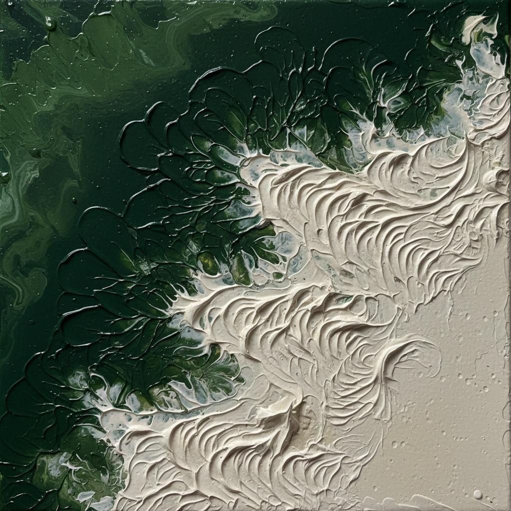 Entstehung Des Grünen Abgrunds In Skulpturalem Weißem Impasto-relief — David Moreau