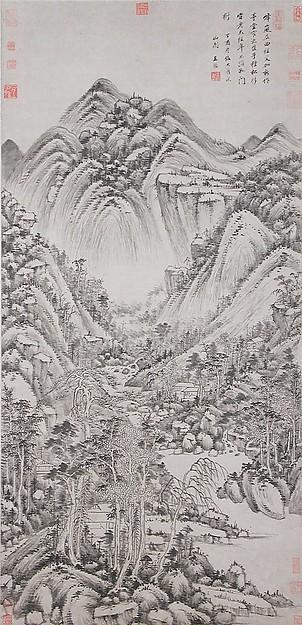 清 王鑑 倣黃公望秋山圖 軸 紙本 Landscape In The Style Of Huang Gongwang — Wang Jian