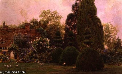 Chickens In A Garden — Ernest Arthur Rowe