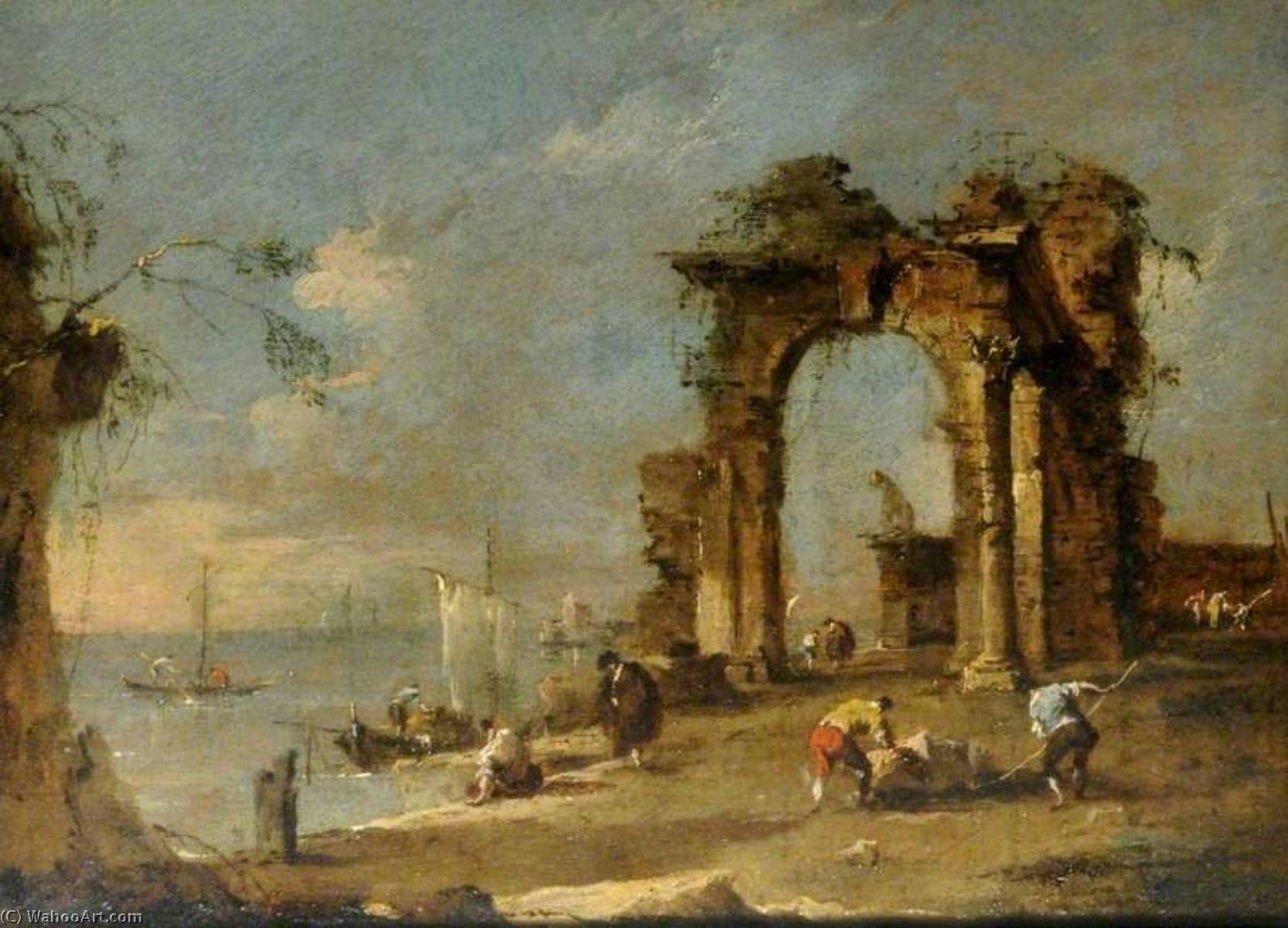 Capriccio With A Ruined Archway By The Banks Of A Lagoon — Francesco Lazzaro Guardi