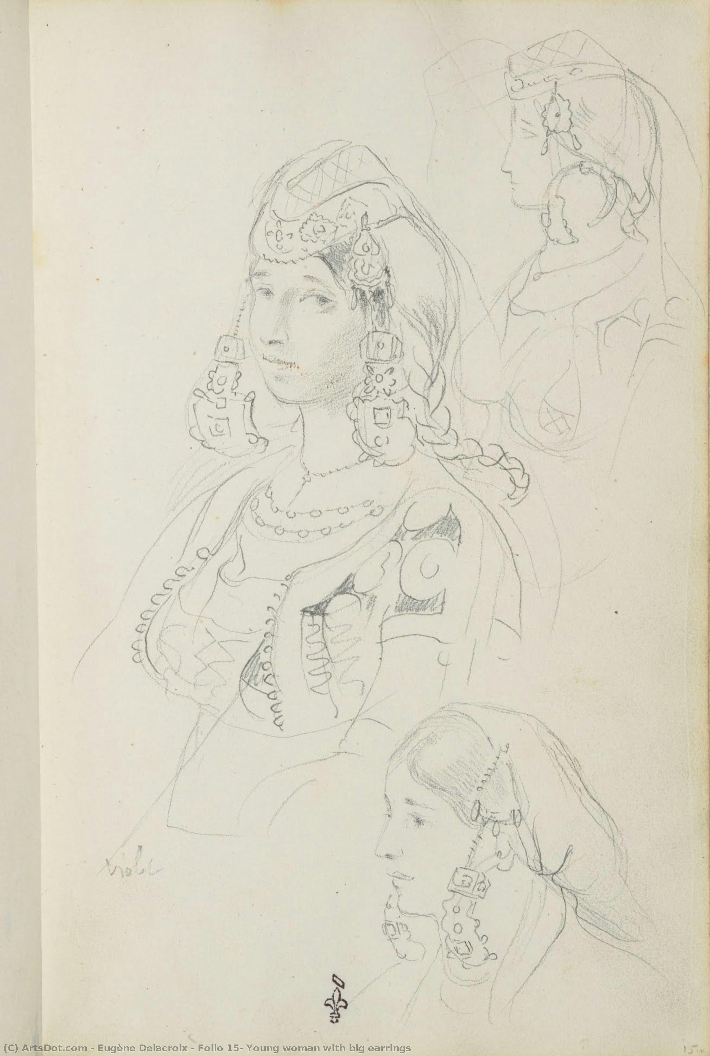 Folio 15, Young Woman With Big Earrings — Eugène Delacroix
