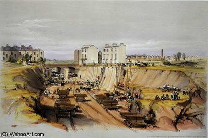 Building The Retaining Wall Near Park Street — John Cooke Bourne