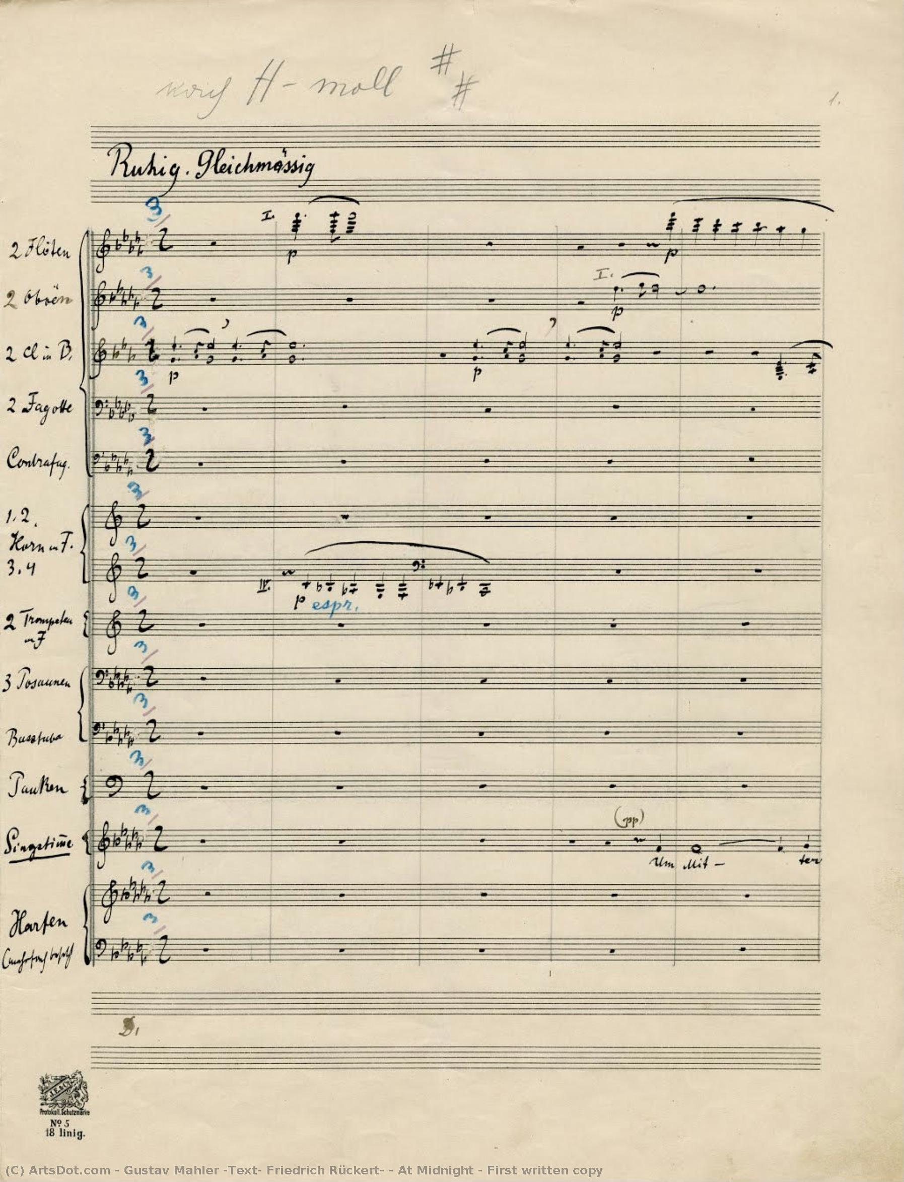 A Medianoche - Primera Copia Escrita — Gustav Mahler