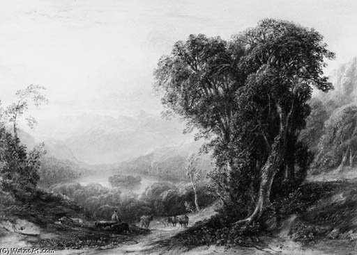 A Herdsman With Cattle Above Rydal Water In The Lake District — Anthony Vandyke Copley Fielding
