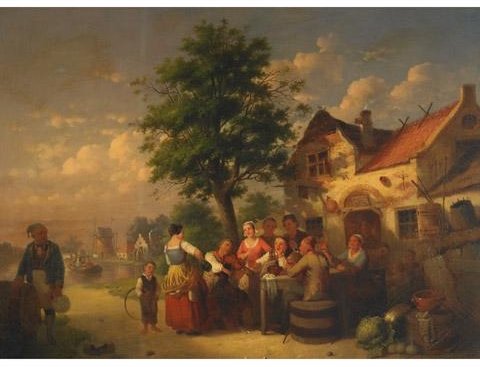 Village Merrymakers Outside A Dutch Tavern — Johann Mongles Culverhouse