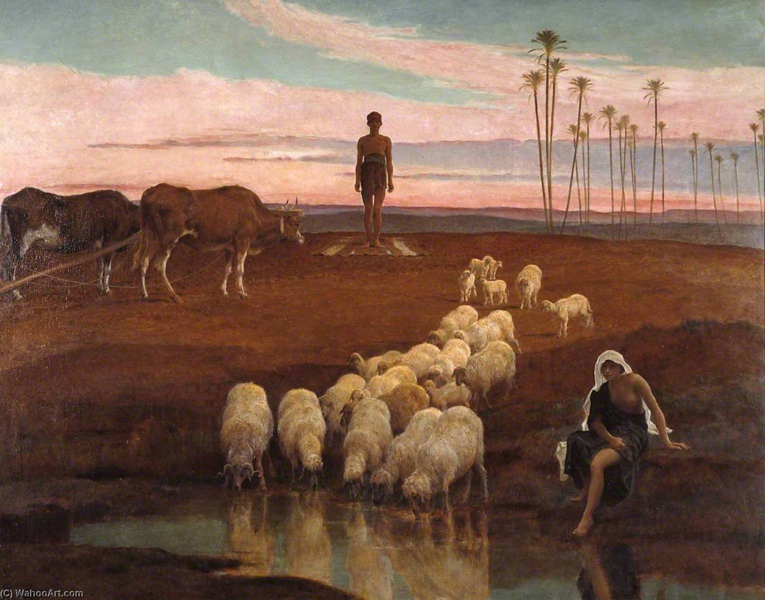 The Ploughman And The Shepherdess Time Of The Evening Prayer — Frederick Trevelyan Goodall