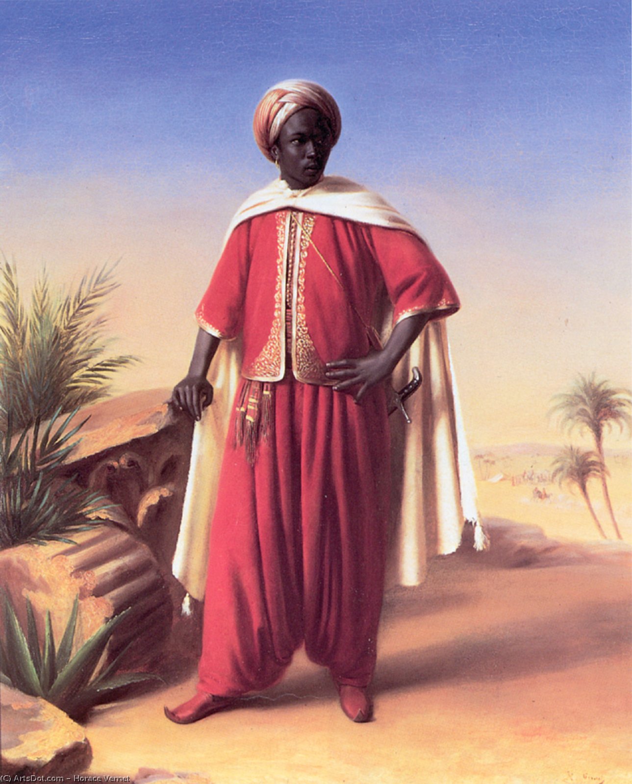 H Portrait Of An Arab — Emile Jean Horace Vernet