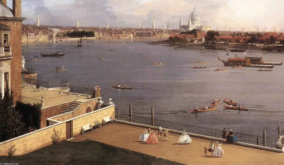 London: The Thames And The City Of London From Richmond House (detail) — Canaletto