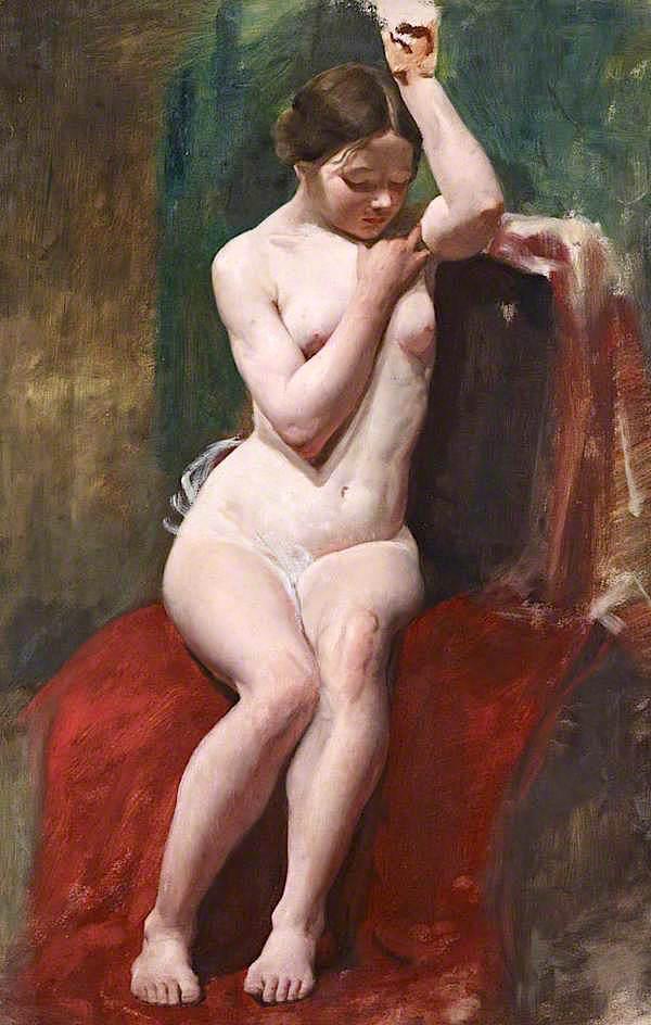 Estudio De Vida De Una Mujer Desnuda Con El Brazo Izquierdo Levantado — William Mctaggart