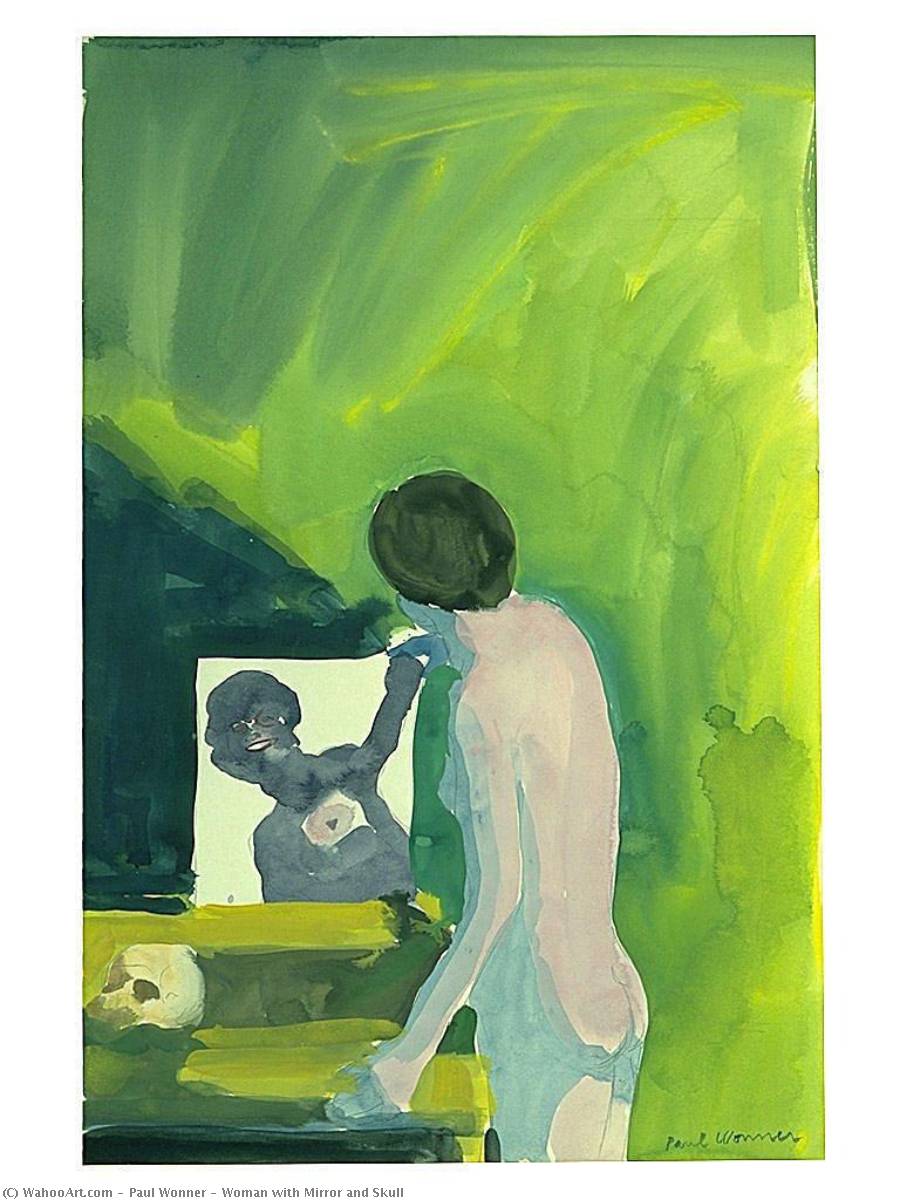 Woman With Mirror And Skull — Paul Wonner