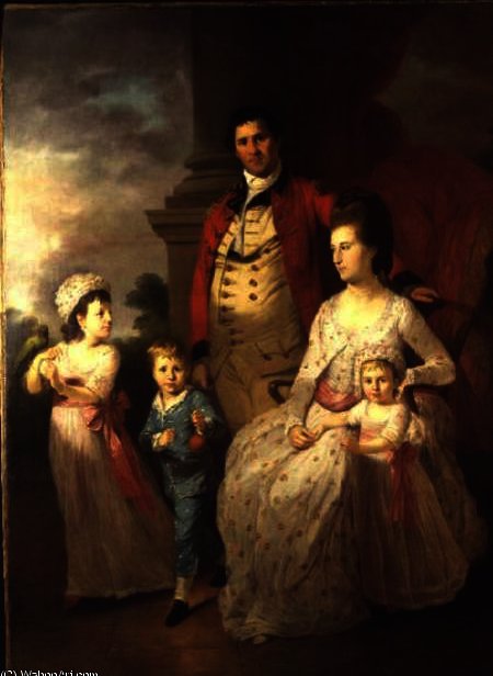 Group Portrait Of Col. John Fortnom And His Wife Jane, Their Son Thomas William, And Their Two Daugh — Tilly Kettle