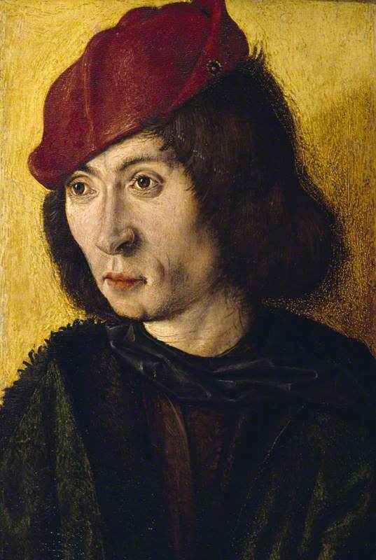 Portrait Bust Of An Unknown Young Man In A Red Cap — Maitre De Saint Barthelemy