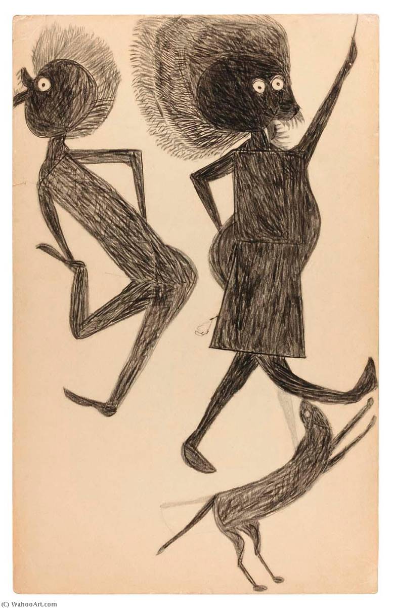 Untitled (man, Woman, And Dog) — Bill Traylor