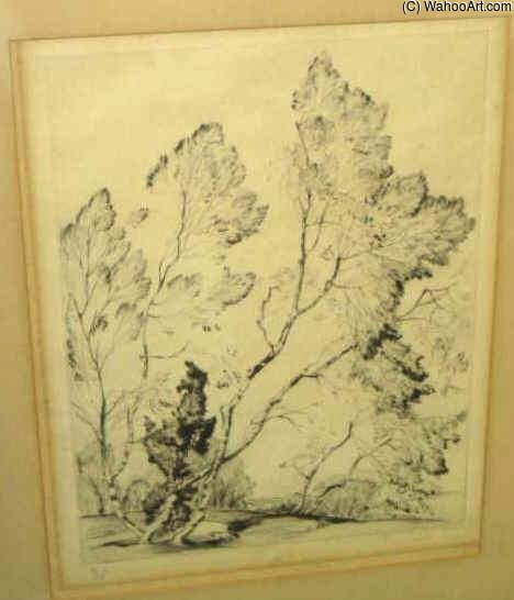 Trees In Rolling Landscape — Alfred Heber Hutty