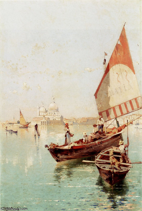 Sailboat In A Venetian Lagoon — Franz Richard Unterberger