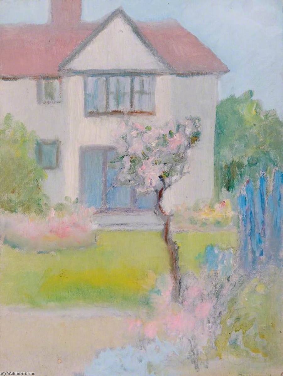 Suburban House And A Rose Tree — Margaret Sidney Davies