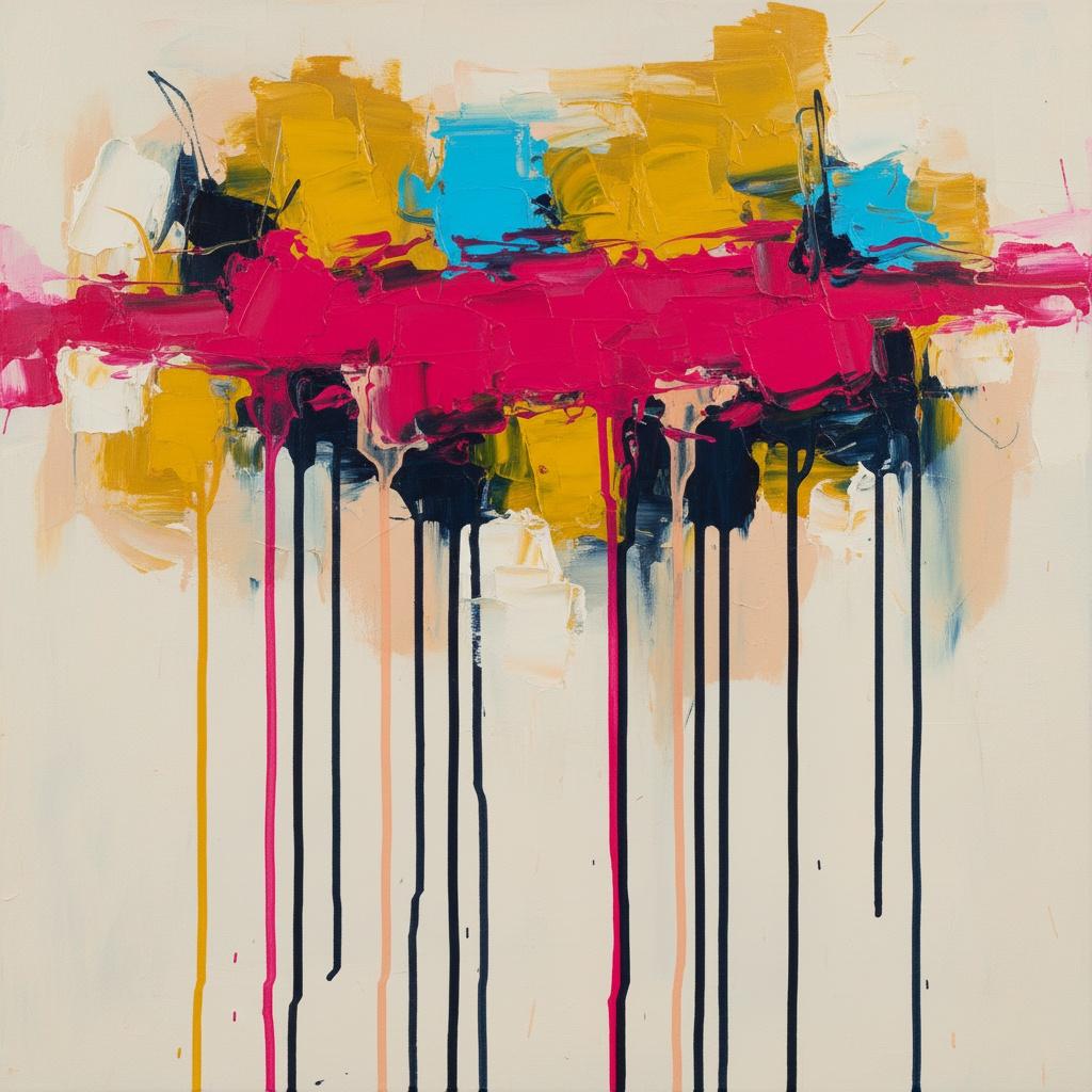 Ephemeral Gravity: A Spontaneous Symphony Of Magenta Impasto And Ochre Fluidity — Christian Noiret