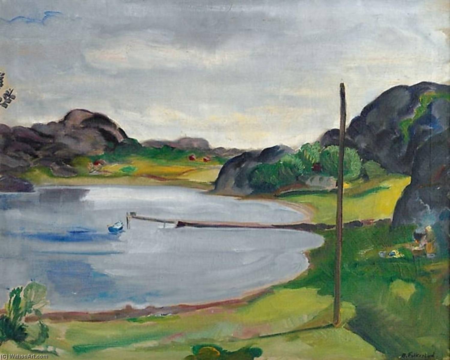 A Bay With A Rowing Boat — Bernhard Folkestad