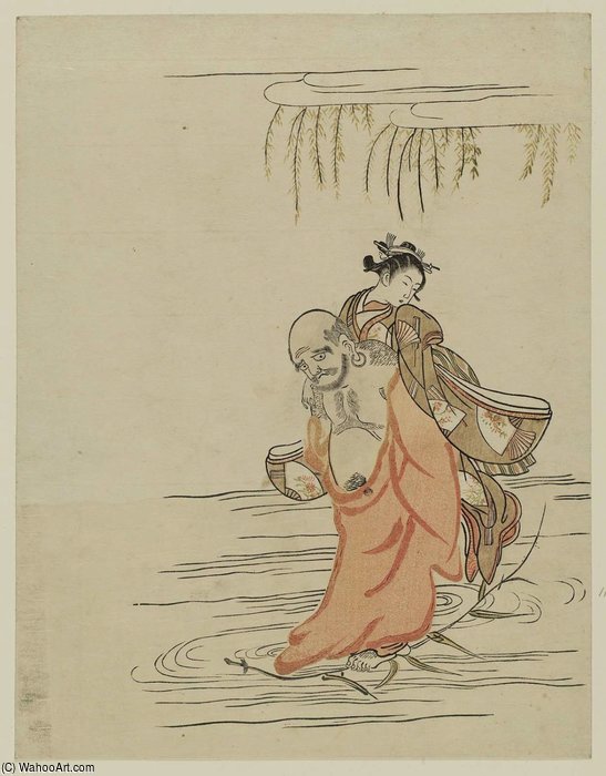 Daruma Carrying A Woman On His Back — Suzuki Harunobu