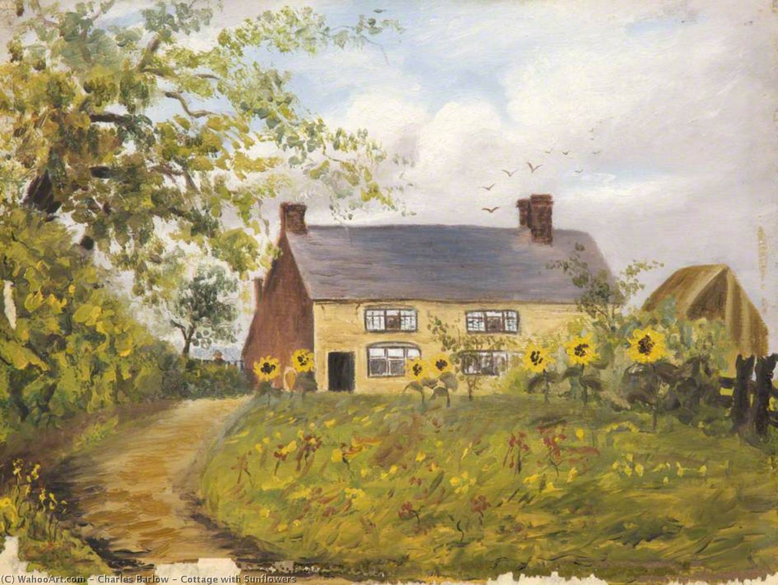 Cottage With Sunflowers — Charles Barlow