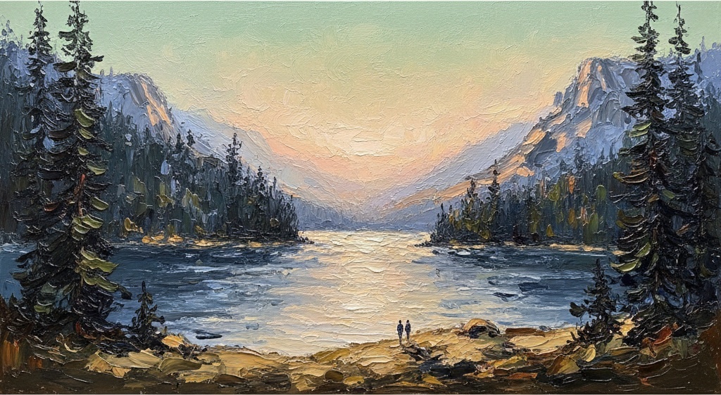 Luminous Serenity: An Eternal Reflection Of Gold Upon Silent Mountain Waters — Laurent Mercier