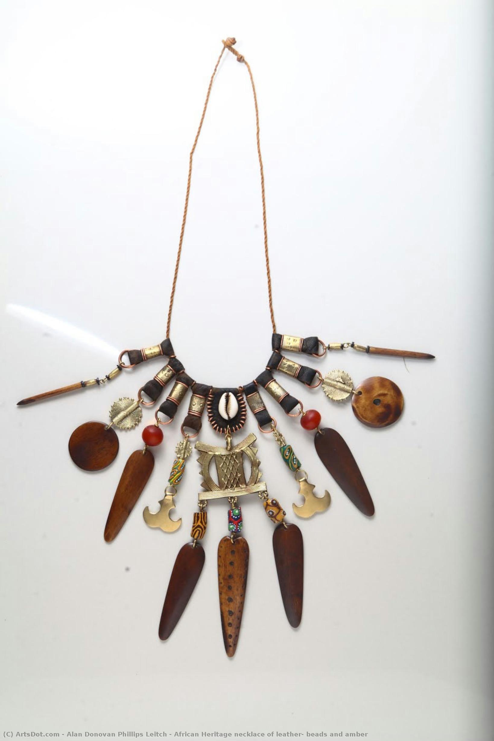African Heritage Necklace Of Leather, Beads And Amber — Alan Donovan Phillips Leitch