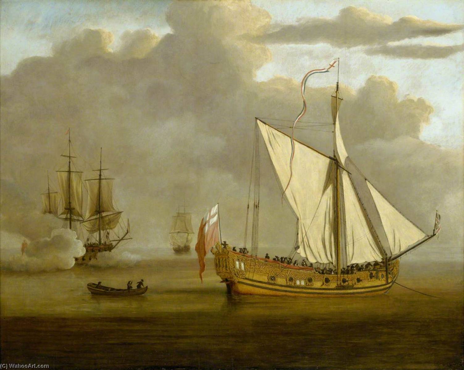 The English Yacht 'portsmouth' At Anchor — Willem Van De Velde Der Ältere