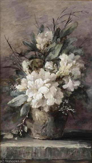 An Earthenware Vase With White Azaleas And Various Other Flowers — Margaretha Roosenboom