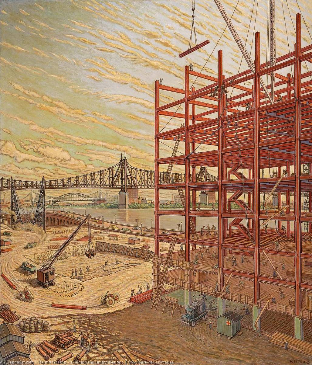 Building The United Nations 1 Steelwork Of Secretariat — Harold Weston
