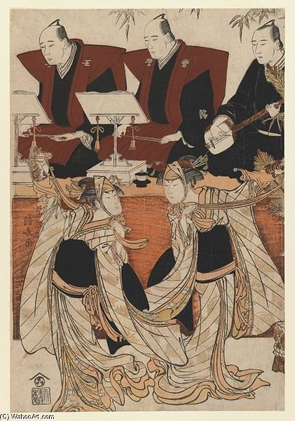 Two Actors As Iwai Hyanshiro Iv And Segawa Kikunojo Iii In The 'karukoma' Dance — Torii Kiyonaga