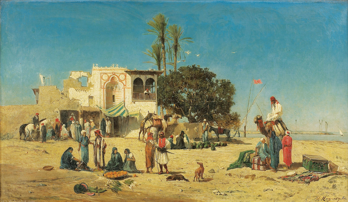 Market At The Edges Of The Nile — Victor Pierre Huguet