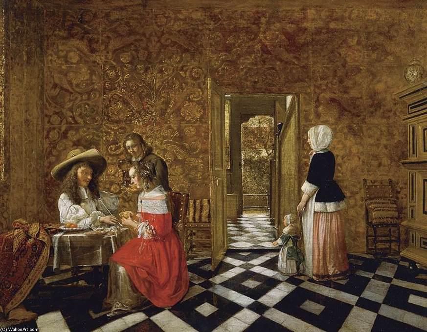 Merry Company At A Table — Hendrick Van Der Burch