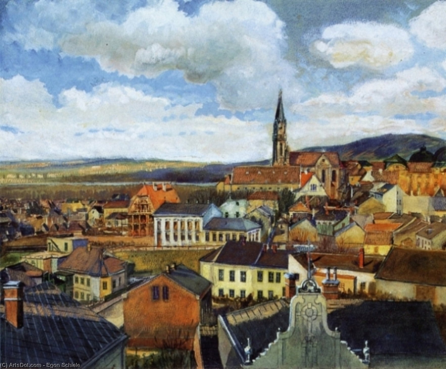 View From The Drawing Classroom, Klosterneuburg — Егон Шиле