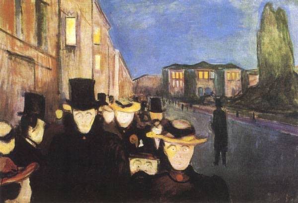 Afton På Karl Johan Bergen — Edvard Munch