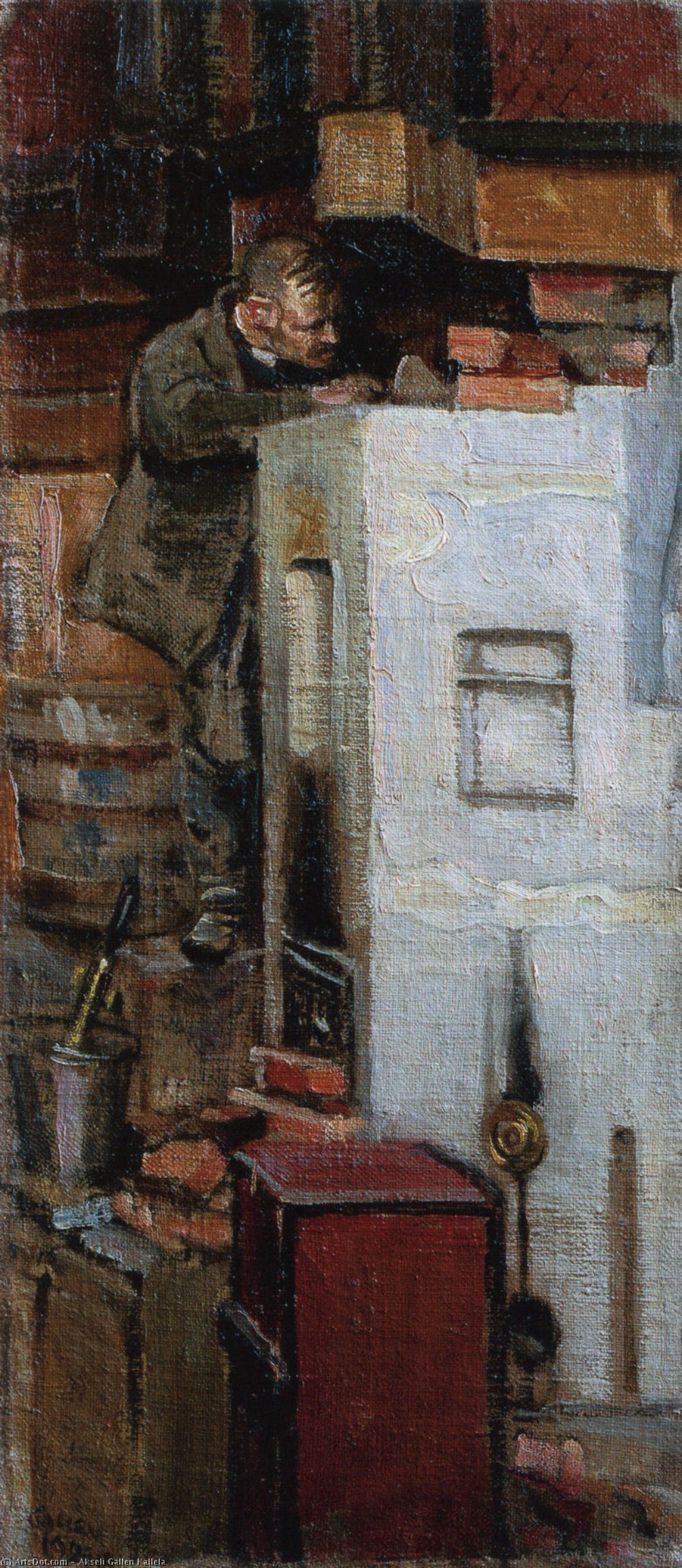 Mason Restoring Kalela's Fireplace — Akseli Gallen-kallela