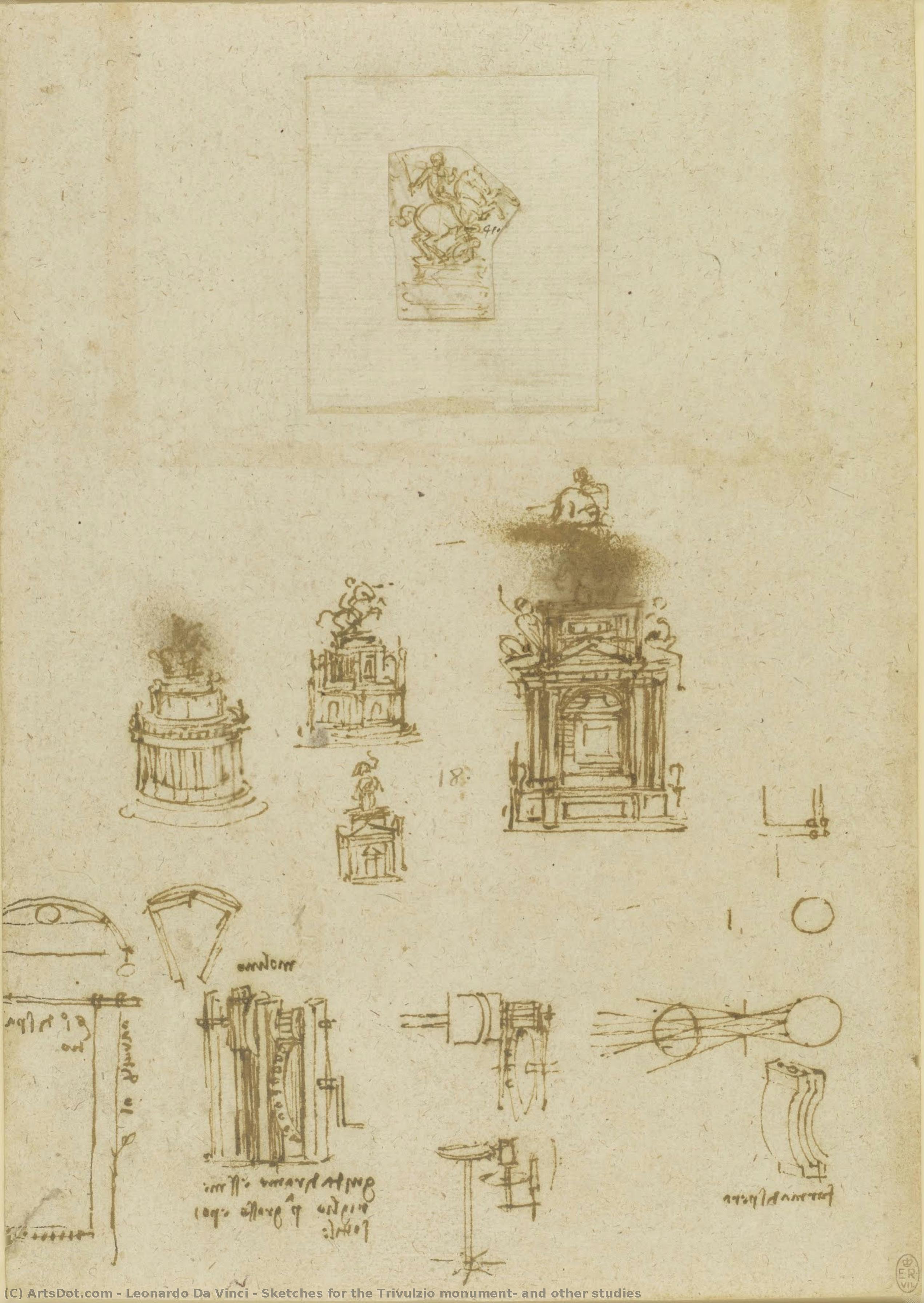 Sketches For The Trivulzio Monument, And Other Studies — Leonardo Da Vinci