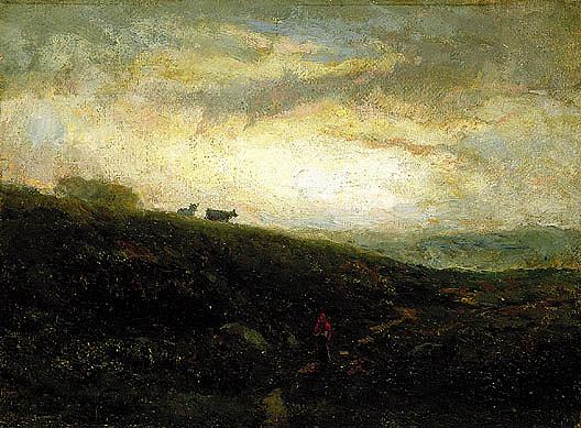 Untitled (cows Descending Hillside), (painting) — Edward Mitchell Bannister