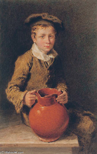 Portrait Of One Of The Swain Brothers Holding A Pitcher — William Henry Hunt