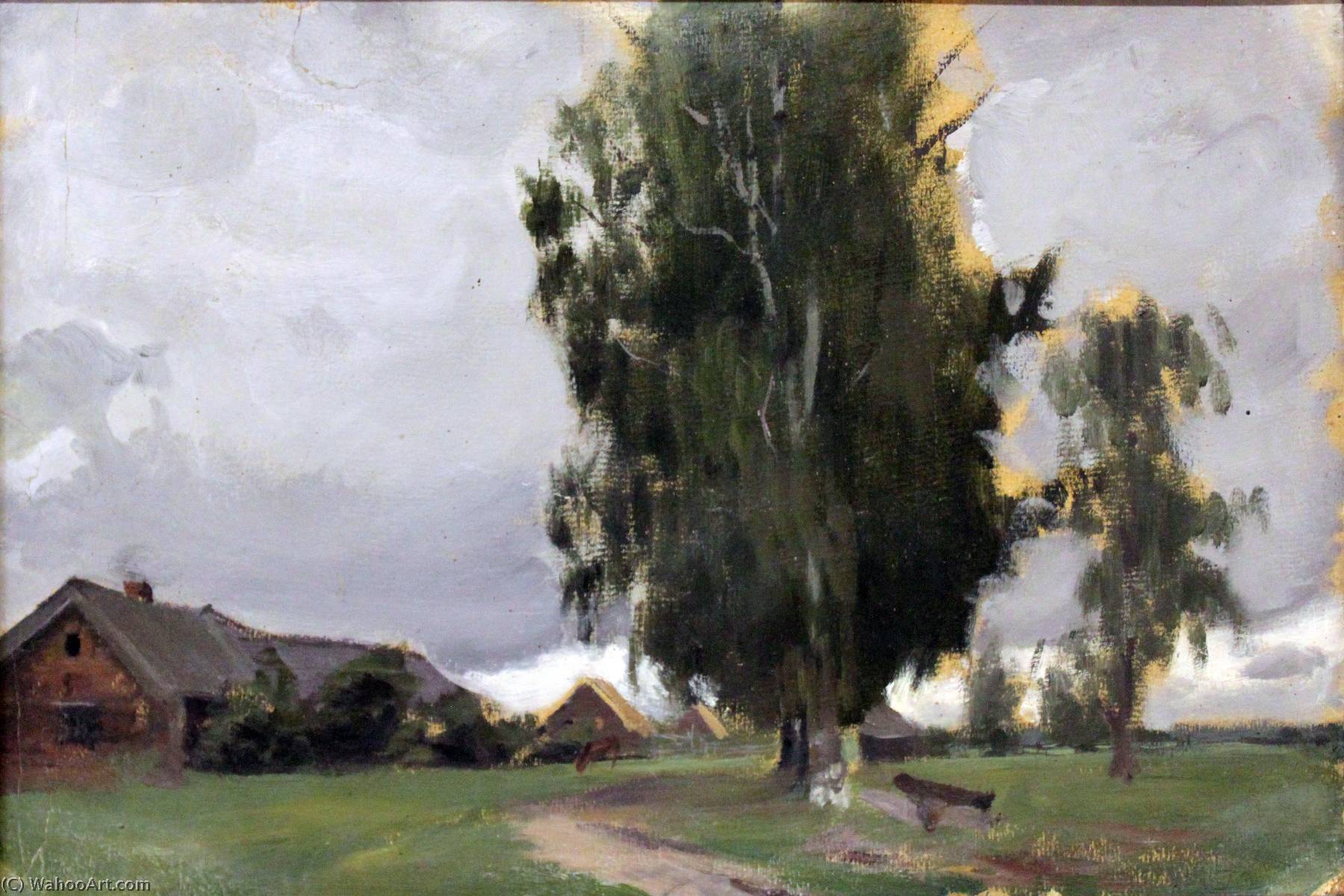 English Trees In A Village Deutsch Bäume In Einem Dorf Русский Деревья В Деревне — Boris Mikhailovich Kustodiev