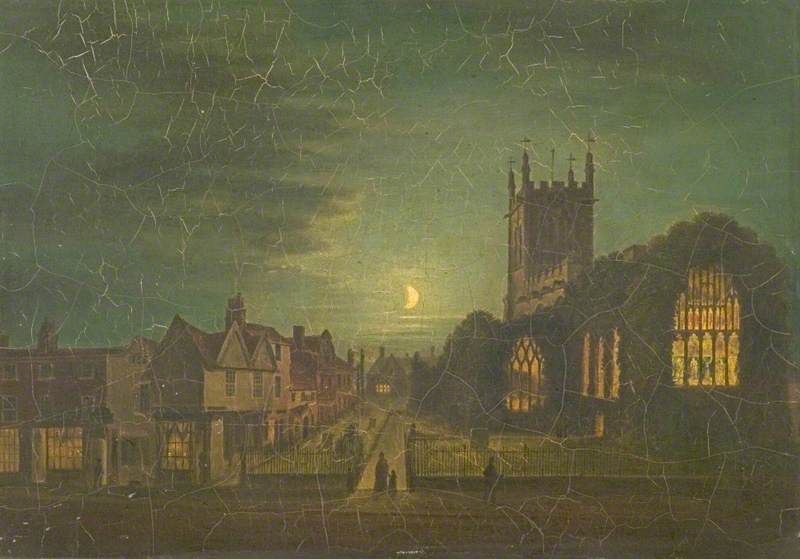 St Peter's Church, Derby, By Moonlight — Henry Lark I Pratt