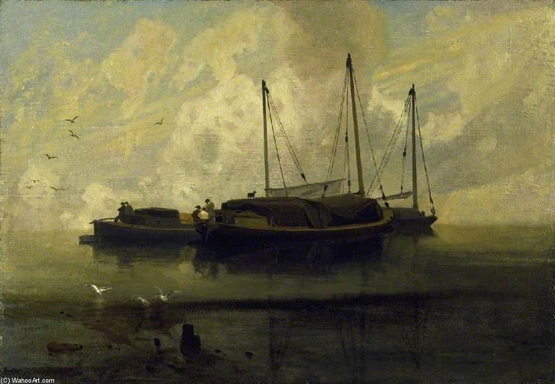 Boats At Anchor On Breydon Water — John Sell Cotman