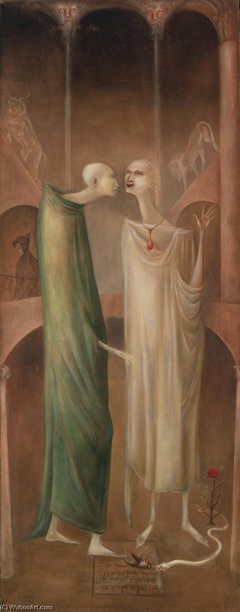 The Magus Zoroaster Meeting His Own Image In The Garden (brothers In Babylone) — Leonora Carrington