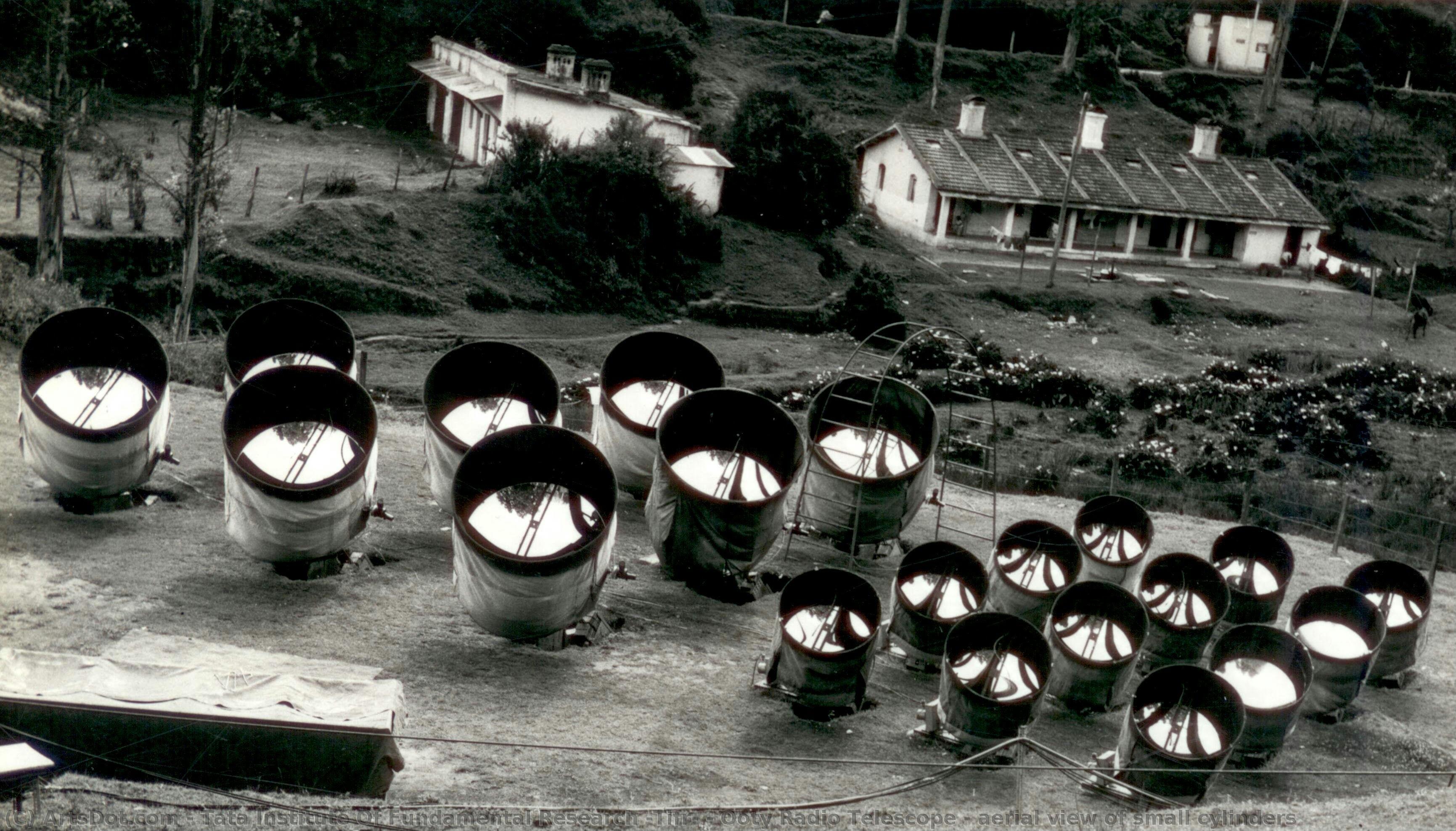 Ooty Radio Telescope - Aerial View Of Small Cylinders — Tata Institute Of Fundamental Research (tifr)