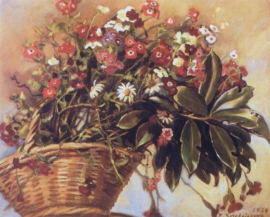 A Basket With Flowers — Zinaida Serebriakova
