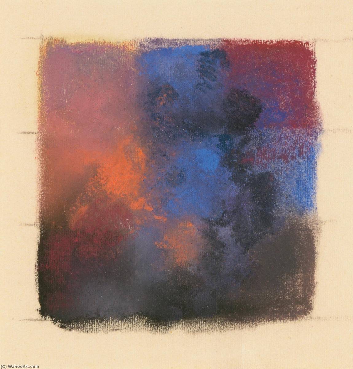 Abstraktion In Rot, Blau Und Schwarz Farbstudie Mit Neun Feldern — Augusto Giacometti