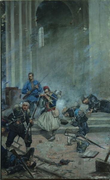 Scène De La Guerre De 1870 Bataille — Merlette Charles Claude