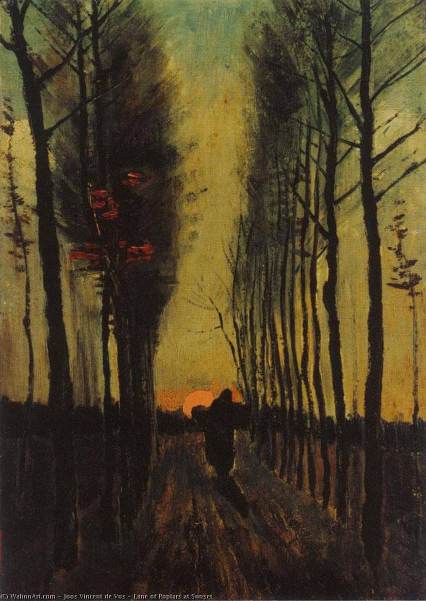 Lane Of Poplars At Sunset — Joos Vincent De Vos