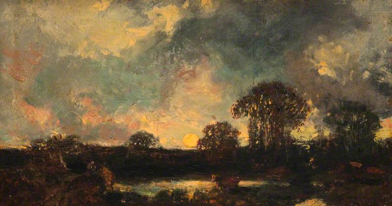 Landscape The Full Moon — Louis Adolphe Hervier
