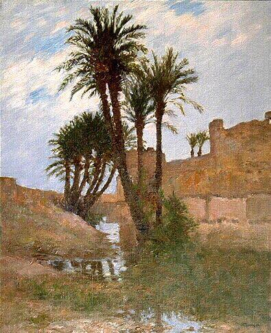 Les Palmiers Devant Les Remparts À Marrakech (titre Ancien Cartel) — Joseph-félix Bouchor